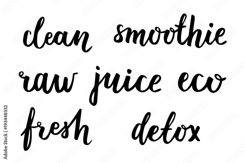 Handwritten calligraphic set. Healthy food theme. Handwritten calligraphic set. Healthy food theme.