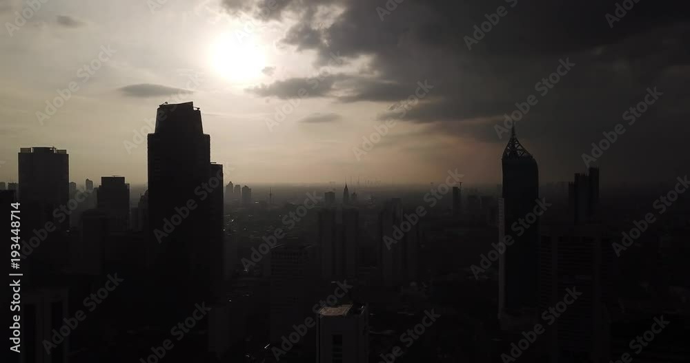 Silhouette of office buildings tower in Jakarta Silhouette of office buildings tower in Jakarta