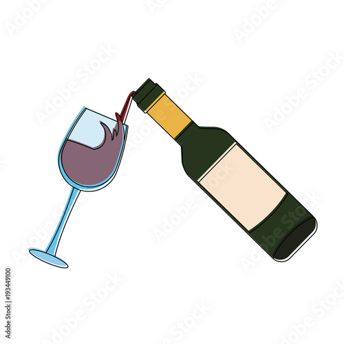 Wine bottle serving on cup icon vector illustration graphic design