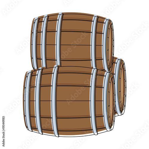 Wooden barrels isolated icon vector illustration graphic design