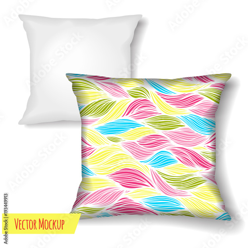 Square Pillow. Design Template isolated on white background