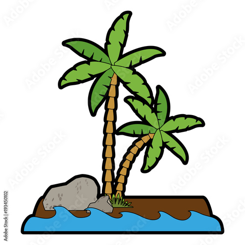 Palm tree on island icon vector illustration graphic design