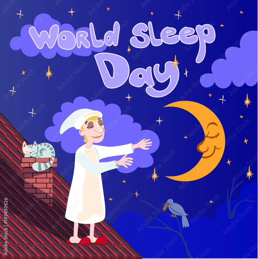 Plakat Postcard, banner or poster for the world day of sleep
