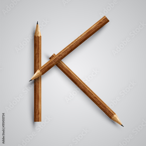 A letter made by pencil, vector.