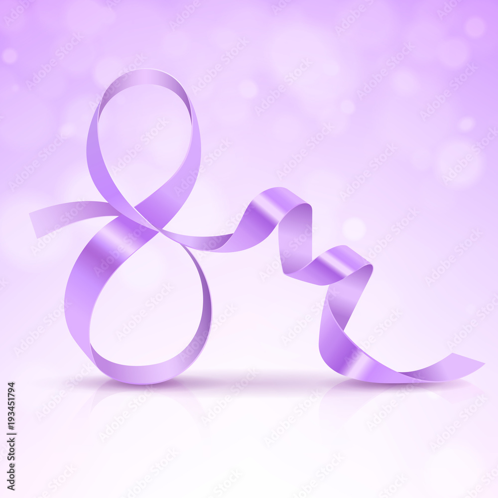 Symbol March 8 of Purple Satin Ribbon Symbol March 8 of Purple Satin Ribbon