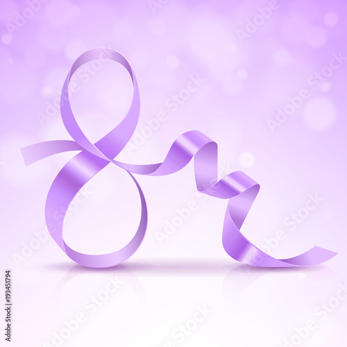 Symbol March 8 of Purple Satin Ribbon
