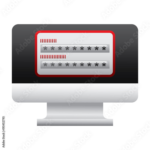 screen computer password login access vector illustration