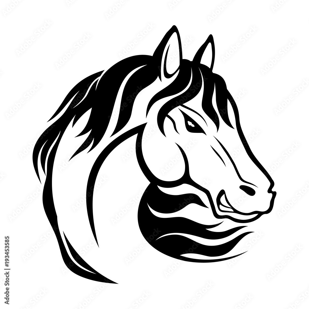 Fototapeta Black horse sign on white background.