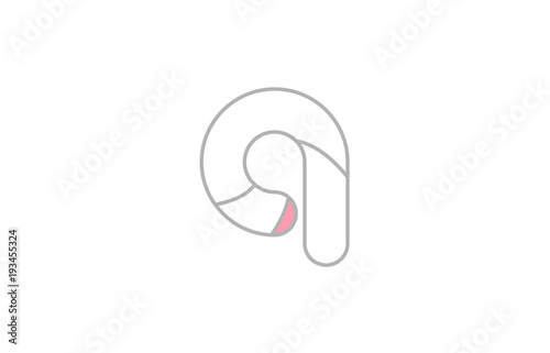 grey pink alphabet letter q company logo design