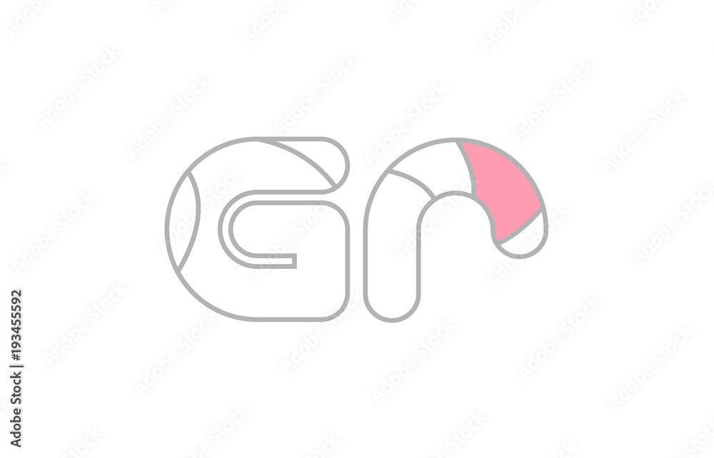 grey pink alphabet letter gr g r company logo design grey pink alphabet letter gr g r company logo design
