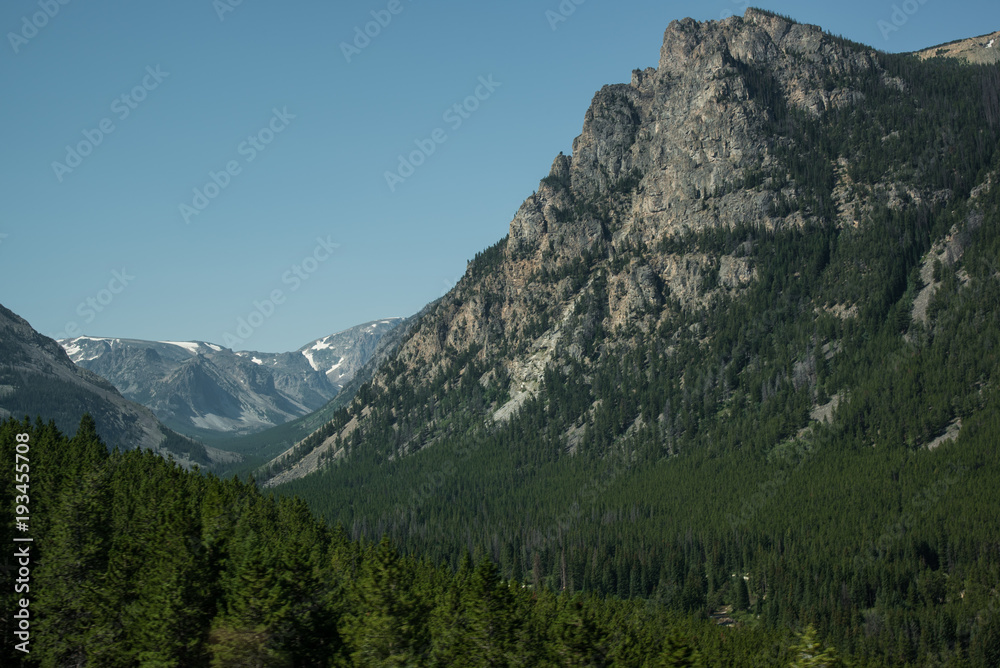 Endless trees and mountains in the wilderness of Wyoming