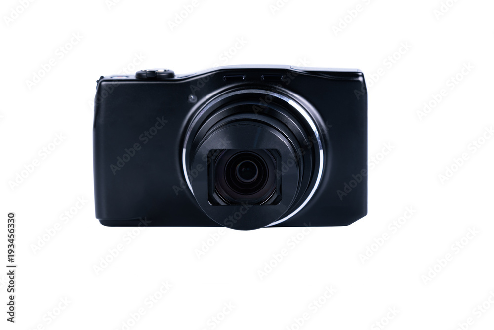 Digital black compact camera on white background or isolated Digital black compact camera on white background or isolated