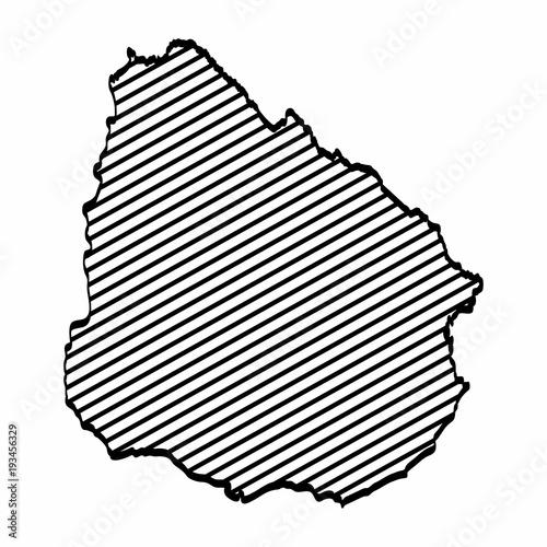 Uruguay map outline graphic freehand drawing on white background. Vector illustration.