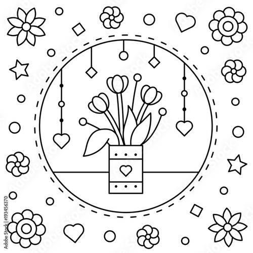 Flowers. Coloring page. Vector illustration.