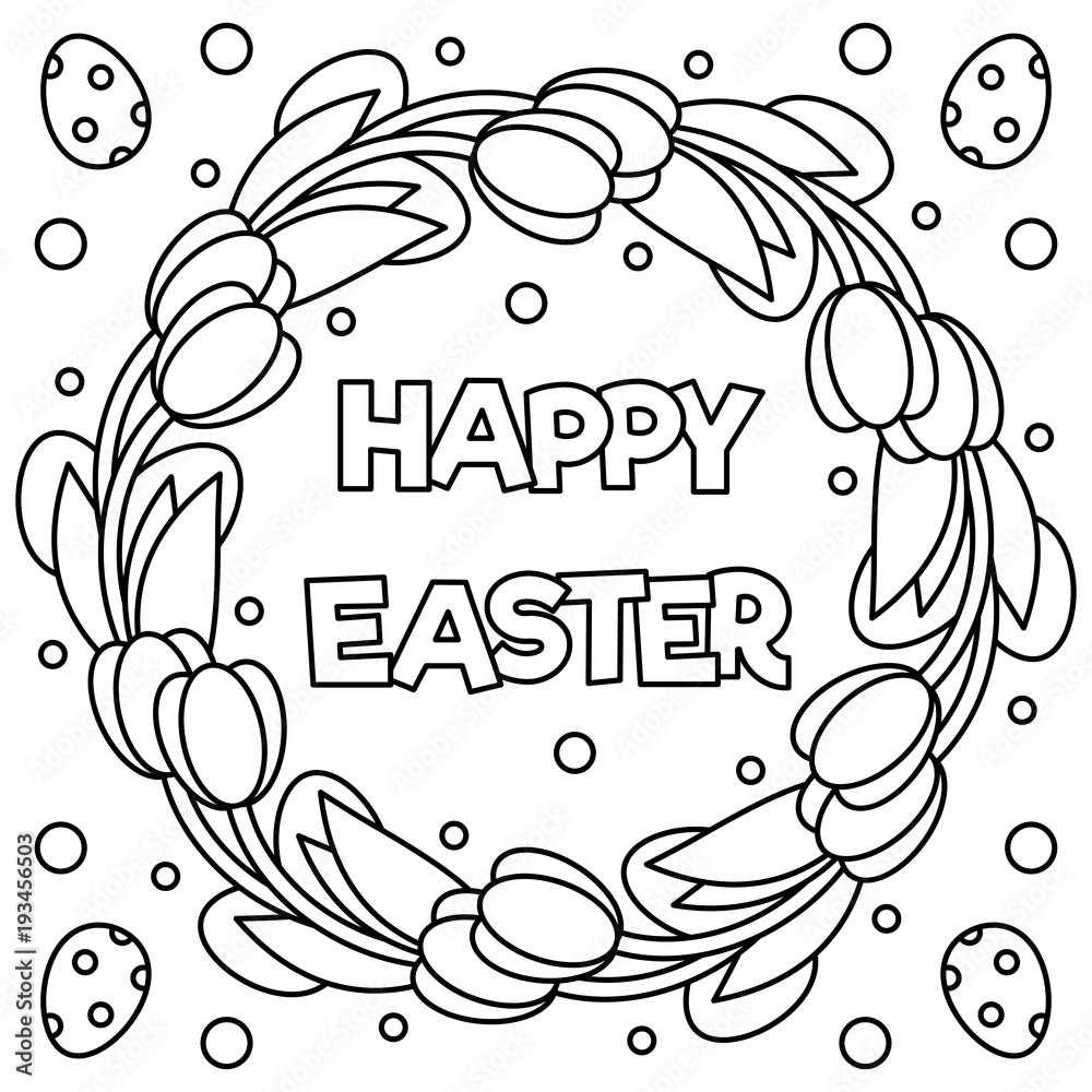 Happy Easter. Coloring page. Vector illustration. Stock Vector | Adobe Stock