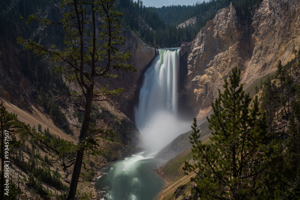 Massive waterfall in Yellowstone National Park