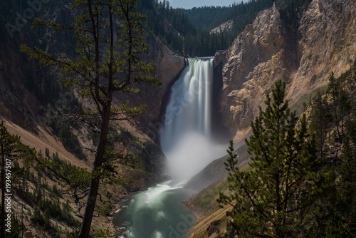 Massive waterfall in Yellowstone National Park