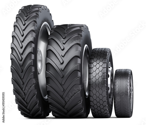 New car wheels set with disk for cars, auto, tractor and big trucks.