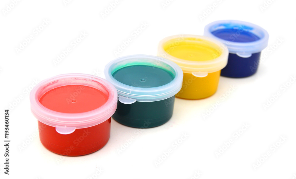 Multicolored Paint Cans on White Multicolored Paint Cans on White