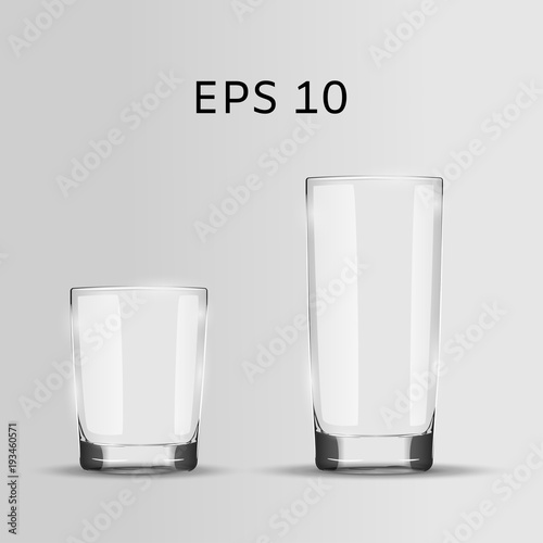 Set of two glasses. Vector realistic illustration. Non transparent elements.