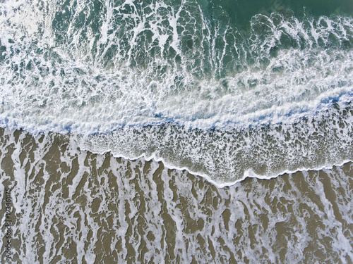 Aerial View of Waves on Shore