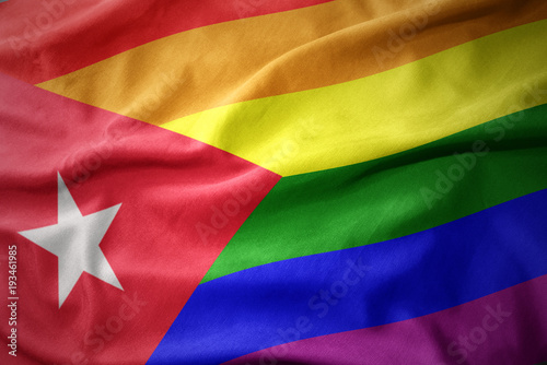 Photography waving cuba rainbow gay pride flag banner