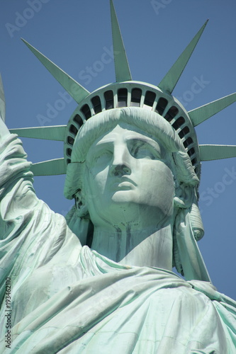 A close-up photo of the statue of Liberty