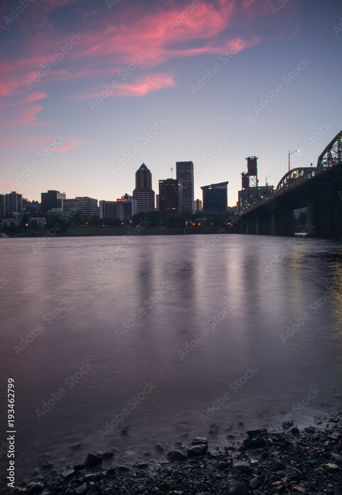 Subtle sunset over Portland and the Willamette River