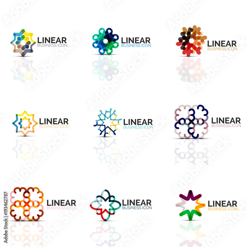 Set of geometric minimalistic abstract icons, stars and flowers, business fashion or beauty concept