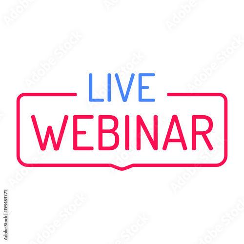 Live webinar. Vector icon, badge illustration on white background. 