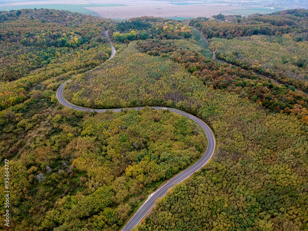 Aerial view of a curly road Aerial view of a curly road