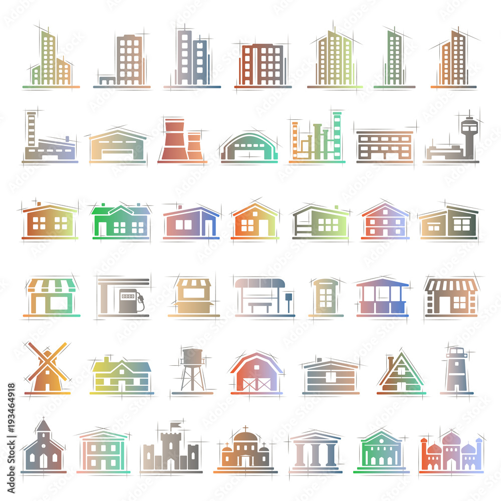 Gradient Icons - Buildings