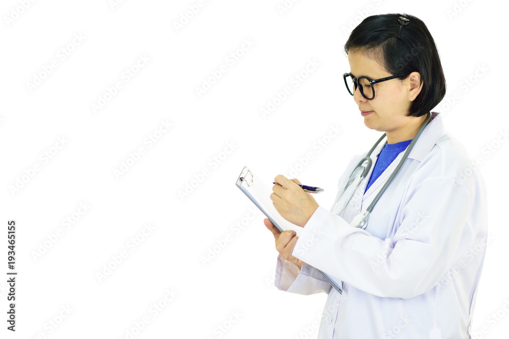 Portrait of Asian female doctor on white background
Portrait of Asian female doctor on white background