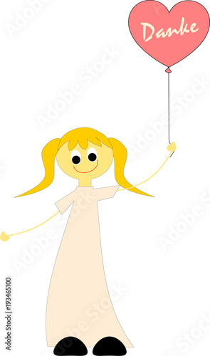 Mädchen mit Herzluftballon "Danke"
