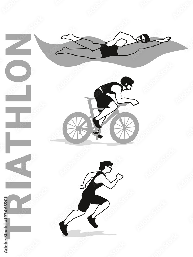 Fototapeta premium Triathlon vector set.
