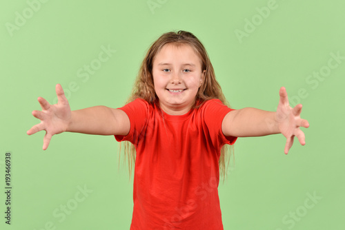 Merry girl. Good mood. Portrait of a teenager.