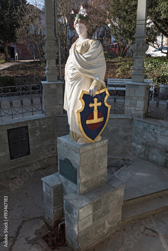 Sodenia statue under the roof of the pavilion in Quellenpark in Bad Soden am Taunus, Hesse, Germany photo