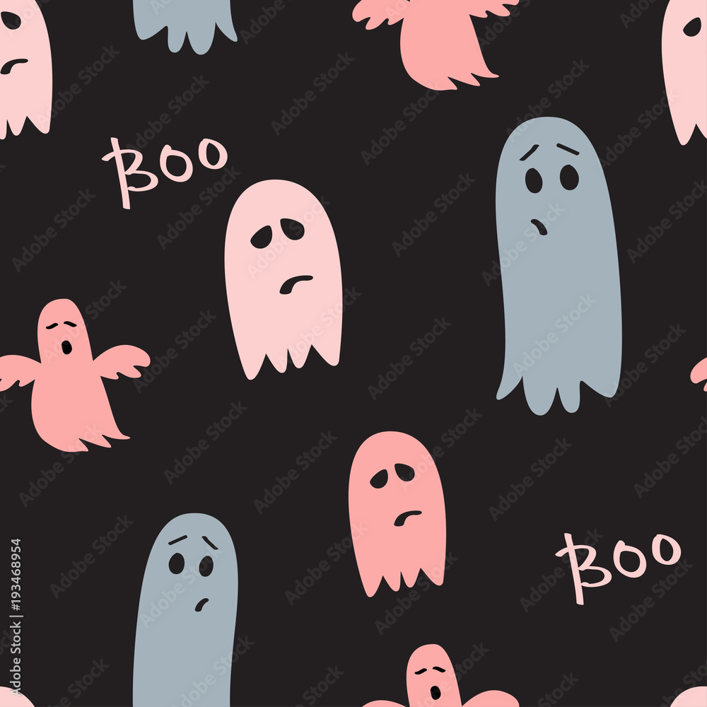 Halloween dark seamless pattern. Cute ghosts background. Halloween dark seamless pattern. Cute ghosts background.