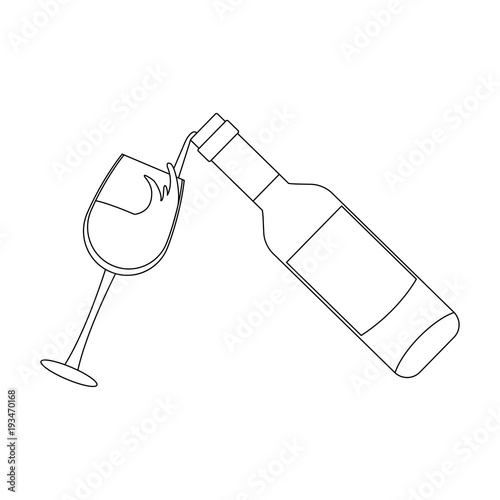 Wine bottle serving on cup icon vector illustration graphic design