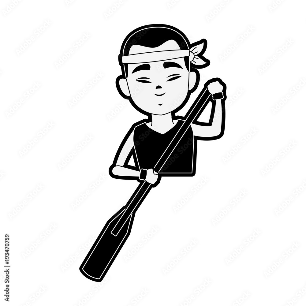Chinese man with paddle, dragon boat festival icon vector illustration graphic design Chinese man with paddle, dragon boat festival icon vector illustration graphic design