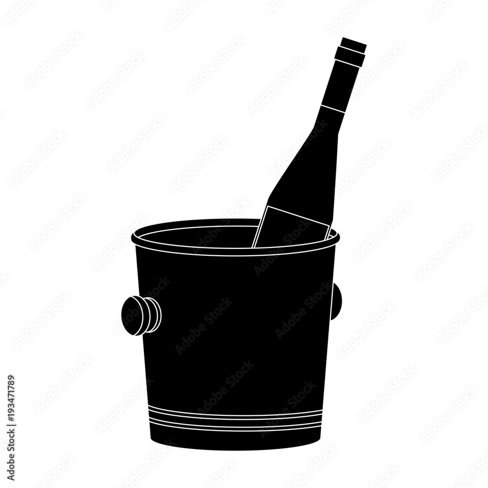 Champagne on ice bucket icon vector illustration graphic design Champagne on ice bucket icon vector illustration graphic design