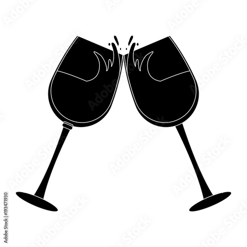 Wine cups toast icon vector illustration graphic design