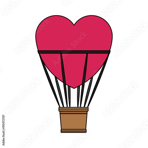 Hot air balloon heart shaped vector illustration graphic design