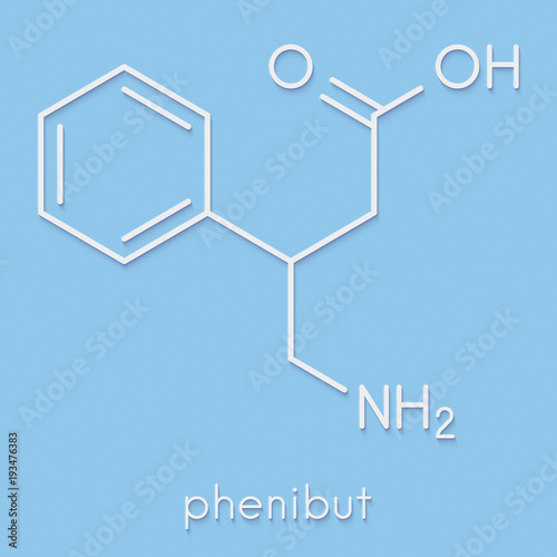 Phenibut anxiolytic and sedative drug molecule. Skeletal formula. photo