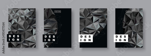 Modern abstract covers set. Futuristic design. Cool gradients card cosmic template. Polygonal halftone.