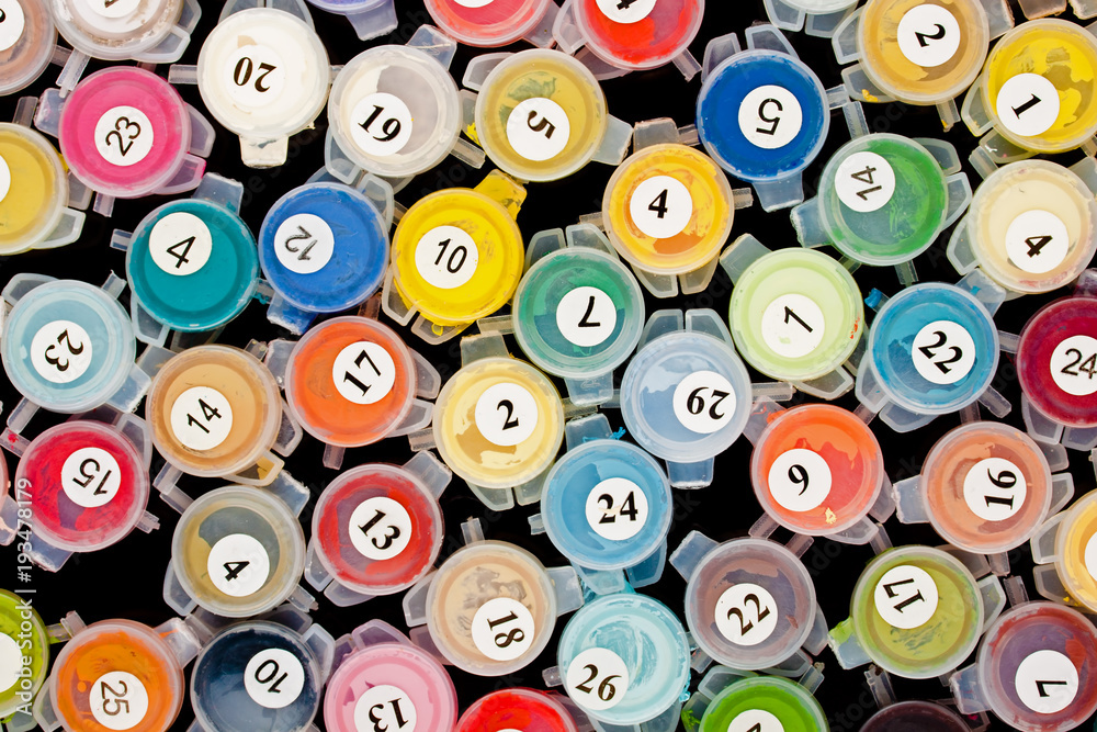 Paint containers for painting by numbers Paint containers for painting by numbers