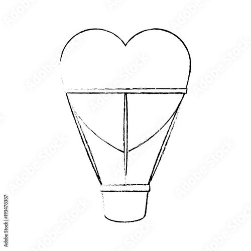 Hot air balloon heart shaped vector illustration graphic design
