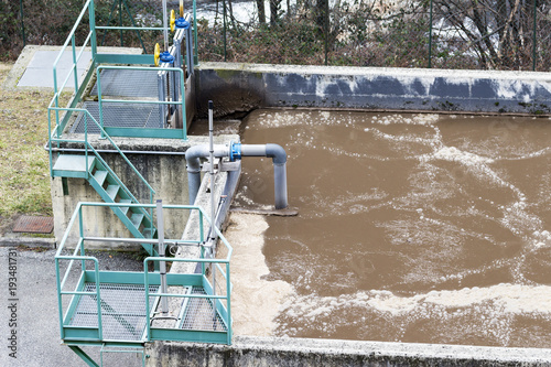 Canvas Print Top view of Water treatment plant