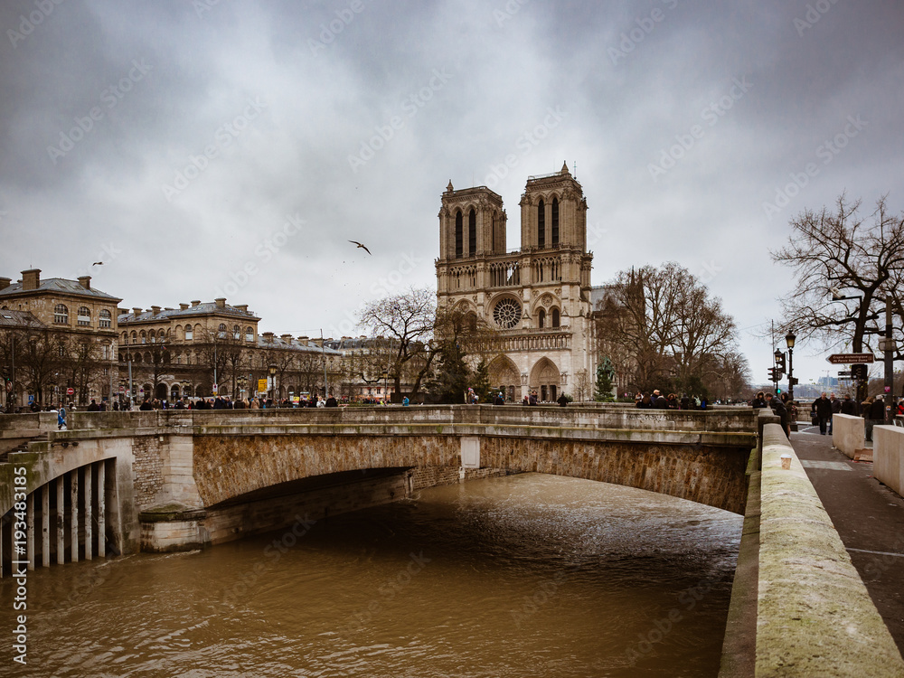 Notre Dame Cathedral is located in the heart of Paris on the largest island of the Seine.