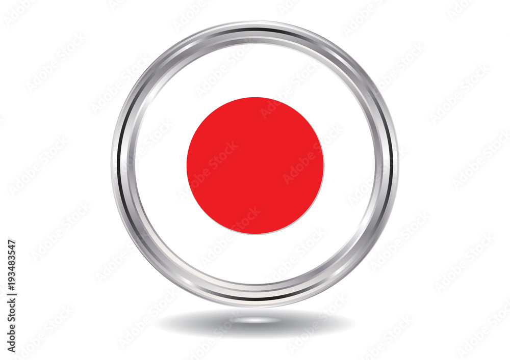 Japanese national symbol - red sun - metal round icon - isolated on white background - illustration Vector Japanese national symbol - red sun - metal round icon - isolated on white background - illustration Vector